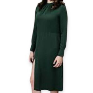 H&M DARK GREEN SLIT FRONT DRESS SZ.4 EUC.